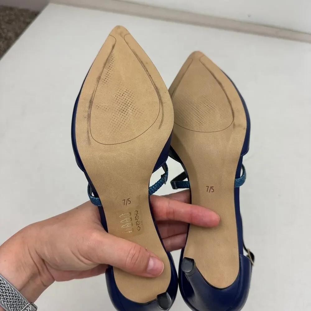 Anthropologie blue leather